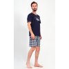 Pánské pyžamo šortky Old car (Barva tmavě modrá, Velikost M)