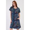 Dámské domácí šaty s krátkým rukávem Barbara (Barva tmavě modrá, Velikost M)