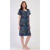 Dámské domácí šaty s krátkým rukávem Barbara (Barva tmavě modrá, Velikost M)