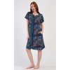 Dámské domácí šaty s krátkým rukávem Barbara (Barva tmavě modrá, Velikost M)