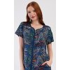 Dámské domácí šaty s krátkým rukávem Barbara (Barva tmavě modrá, Velikost M)