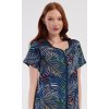 Dámské domácí šaty s krátkým rukávem Barbara (Barva tmavě modrá, Velikost M)