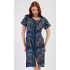 Dámské domácí šaty s krátkým rukávem Barbara (Barva tmavě modrá, Velikost M)