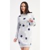 Dámské domácí šaty s dlouhým rukávem Hvězdy (Barva šedá, Velikost S)