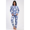 Dámské pyžamo dlouhé Tučňák a méďa (Barva modrošedá, Velikost S)
