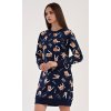 Dámská noční košile s dlouhým rukávem Méďa (Barva tmavě modrá, Velikost M)