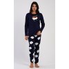 Dámské pyžamo dlouhé Méďa na obláčku (Barva tmavě modrá, Velikost S)