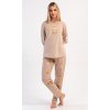 Dámské pyžamo dlouhé Monika (Barva béžová, Velikost S)