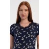 Dámská noční košile s krátkým rukávem Motýlci (Barva tmavě modrá, Velikost S)