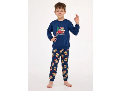 Chlapecké pyžamo Cornette 172 vánoční medvídek Teddy modré