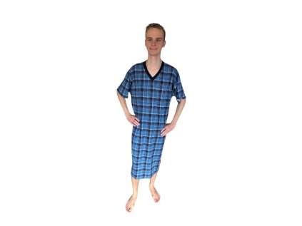 Košile noční pánská Rozárka P30 kostka modrá