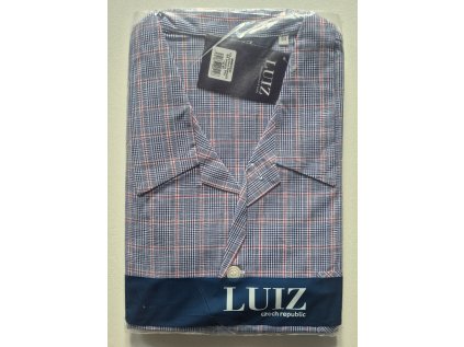 Pánské propínací popelínové pyžamo Luiz Charles kostka modré