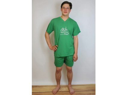 Pánské pyžamo krátké Rozárka P117 kolo zelené