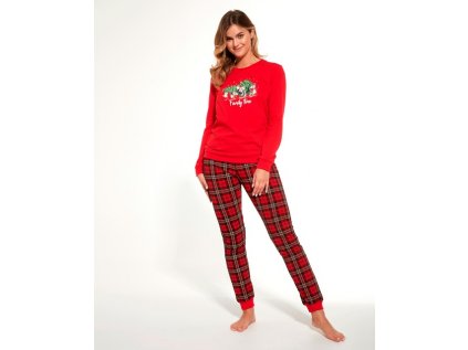 Pyžamo dámské Cornette 306 vánoční tučnáci červené