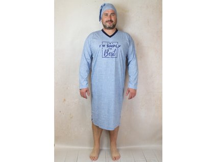 Pánská noční košile dlouhá Rozárka P419 Best jeans světlá
