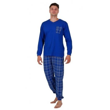 Pyžamo dlouhé bavlněné Calvi 672 modré