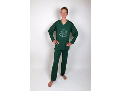 Pánské pyžamo dlouhé Rozárka Ryba P222 zelená