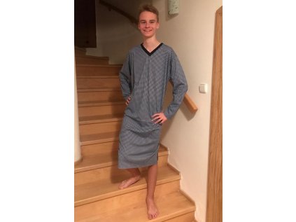 Pánská noční košile Rozárka P40 kostička tmavě modrá