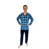 Samostatný kabátek C4 k pyžamu dlouhý rukáv kostka tyrkys