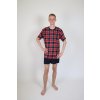 Pánské pyžamo krátké Rozárka P1 kostka červené