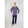 Pánské pyžamo dlouhé Rozárka P20 kostka modročervené