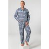 Plátěné pyžamo Karel kostka modrozelené