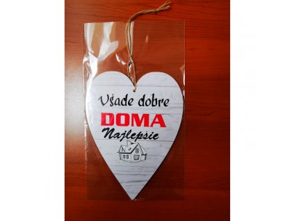 Drevená dekorácia Srdce - Doma najlepšie