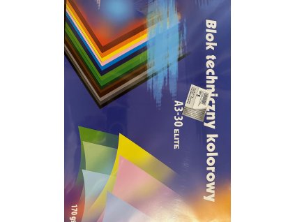 KRESKA blok technický A3-30 ks farebné papiere elite 170 g
