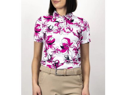 Dámské tríko Kjus Enya Printed Polo S/S Magenta/Alloy