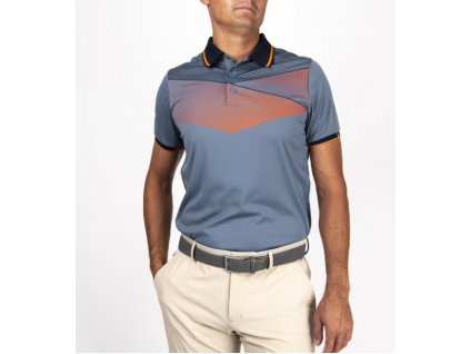 Pánské triko Kjus Spot Printed Polo S/S Steel Blue/Kjus Orange (Velikost 56)