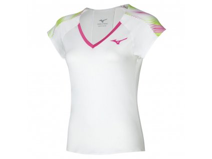 Triko Mizuno Printed Tee White Fuchsia (Velikost XS)