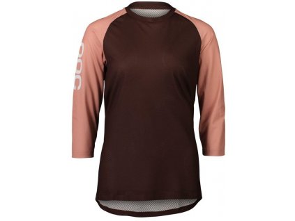 Dámské cyklo dres POC W's MTB Pure 3/4 Jersey - Axinite Brown/Rock Salt (Velikost XXL)