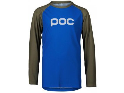 Dětský dres POC Y's Essential MTB LS Jersey - Natrium Blue/Epidote Green (Velikost 160)