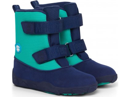 Dětské barefoot boty Affenzahn Minimal Highboot Vegan Dino - Green/Blue - AFZ-SHB-223 (Velikost 21)