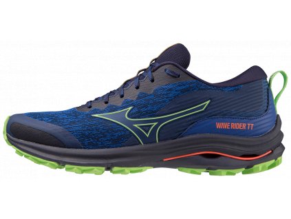 Boty Mizuno WAVE RIDER TT Blue Depths Techno Green Neon Flame (Velikost 50)