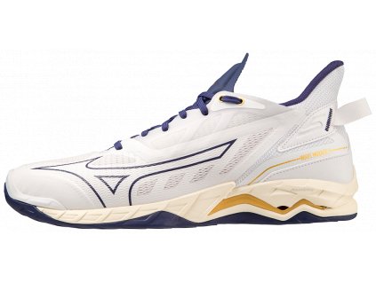 Boty Mizuno WAVE MIRAGE 5 White Blue Ribbon MP Gold (Velikost 51)