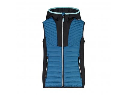 Dětská vesta CMP KID G HYBRID VEST FIX HOOD - Lake (Velikost 176)