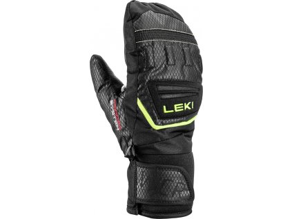 Rukavice Leki WCR Team 3D Junior Mitt black-ice lemon (Velikost 8)