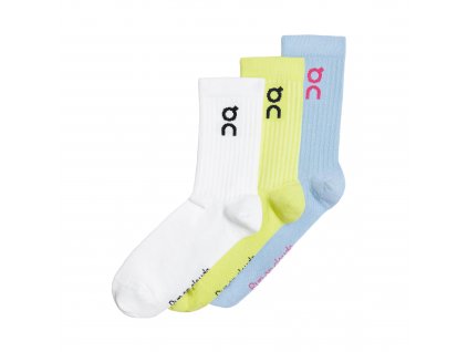 Ponožky ON Running Logo Sock 3-Pack White/Zest/Stratosphere (Velikost XS)