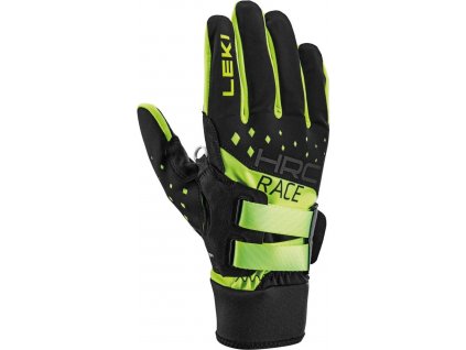 Rukavice Leki HRC Race Shark - black-neon yellow (Velikost 9.5)