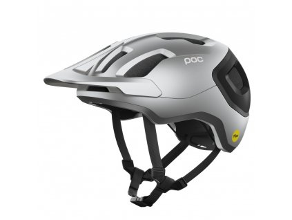 Cyklistická helma POC Axion Race MIPS Uranium Black / Argentite Silver Matt (Velikost L/59-62cm)