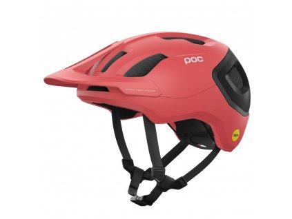 Cyklistická helma POC Axion Race MIPS Ammolite Coral / Uranium Black Matt (Velikost L/59-62cm)