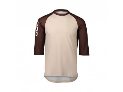 Pánský cyklo dres POC MTB Pure 3/4 Jersey Light Sandstone Beige/Axinite Brown (Velikost L)