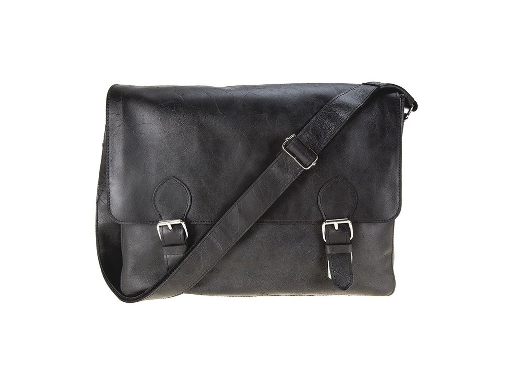 pánská černá kožená taška na notebook - crossbody, messenger bag značky Daag