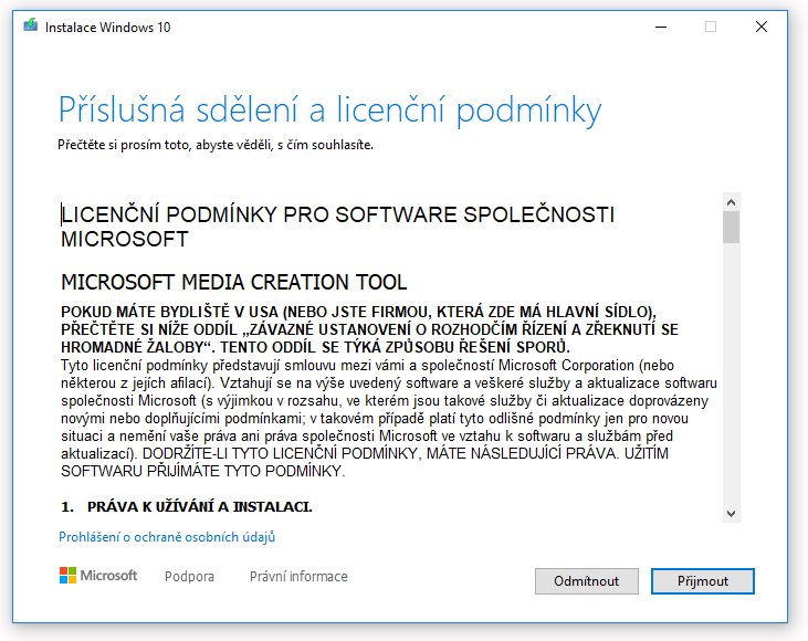 Liceční podmínky Windows 11