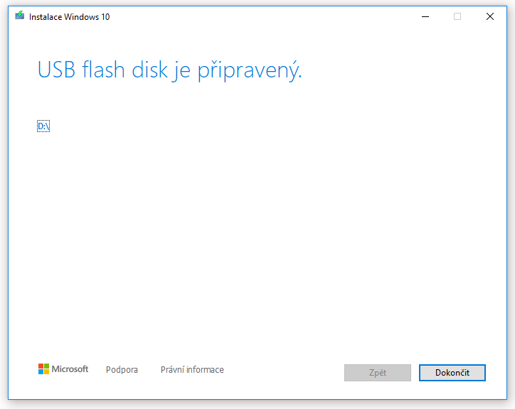 Dokončení instalačního média Windows 11