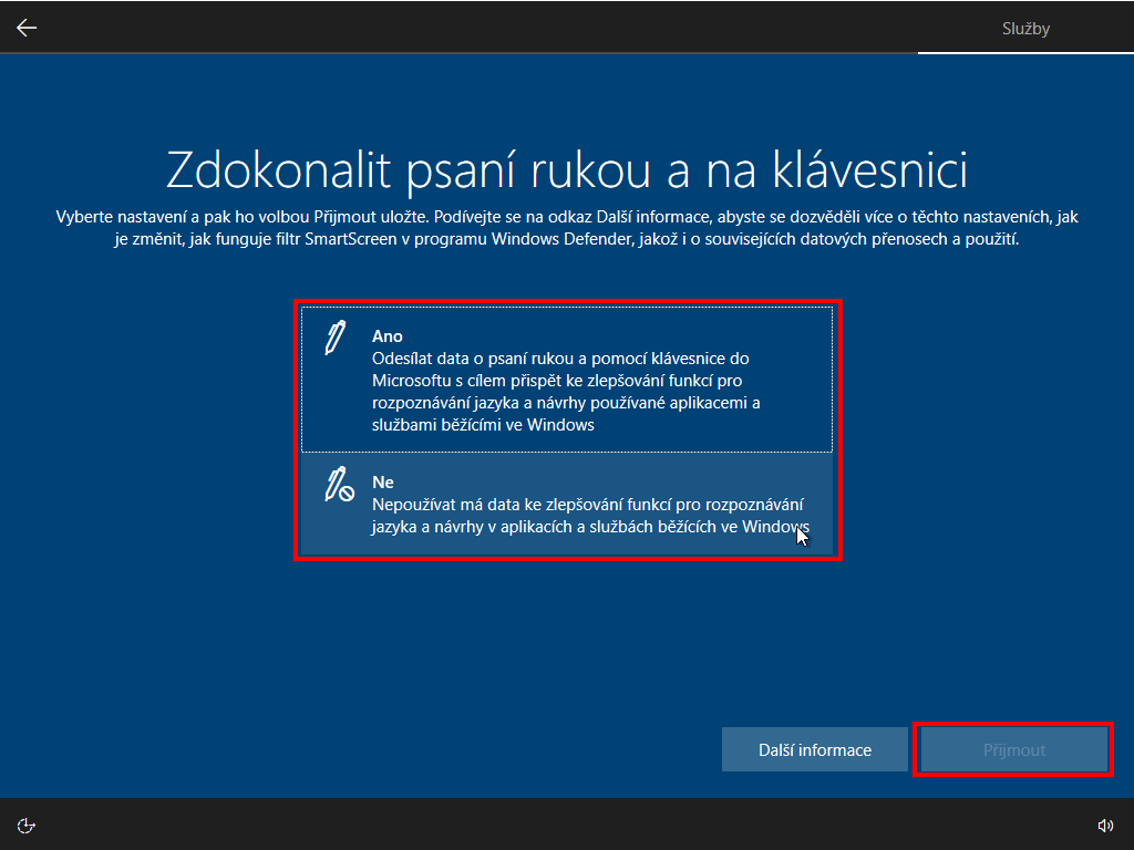 možnost výběru psaní rukou po instalaci Windows 11
