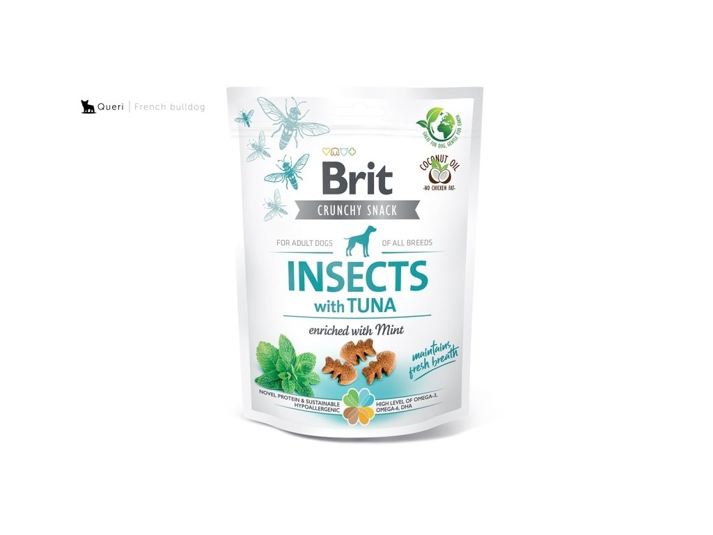 brit care dog crunchy cracker insects with tuna enriched with mint 200g original