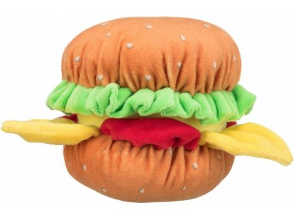 BURGER, plyšový hamburger se zvukem, 13cm