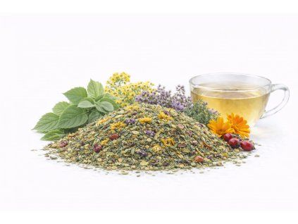 Bylinný čaj s květinami a bylinami